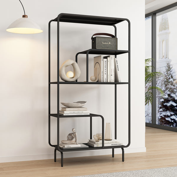 Raft carti Færder 145x76x33 cm negru [en.casa]