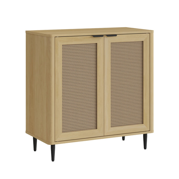 Comoda Lukhomso 83x80x40 cm efect stejar/efect ratan [en.casa]
