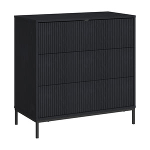 Comoda cu 3 sertare Nykapin 80x80x40 MDF negru structurat [en.casa]