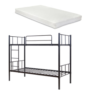 Pat supraetajat cu 2 saltele Berimma 90x200 cm otel negru [en.casa]