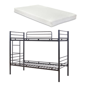 Pat metalic supraetajat cu 2 saltele Bevapis 200x900 cm 300 kg negru [en.casa]