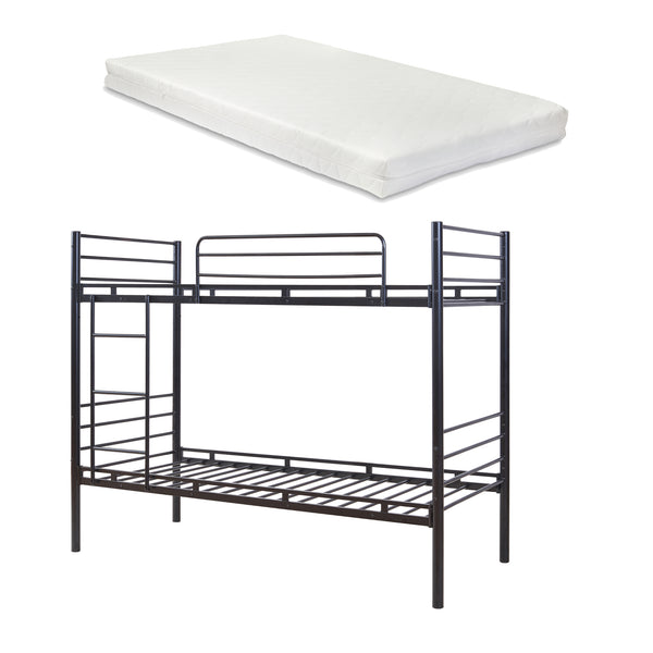 Pat metalic supraetajat cu 2 saltele Bevapis 200x900 cm 300 kg negru [en.casa]