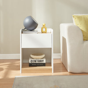 Noptiera cu sertar Kuorshare 55x42x37 cm alb/efect stejar [en.casa]