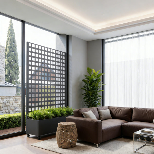 Perete despartitor Toma 190x82x38 cm otel galvanizat negru [casa.pro]