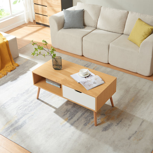 Masuta cafea Bordkak 100x48x45 cm efect stejar/alb [en.casa]