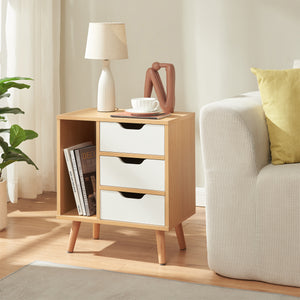 Noptiera Bordkak 55x48x30 cm efect stejar/alb [en.casa]