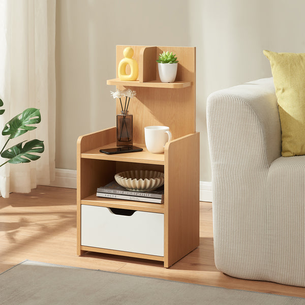Noptiera Bordkak 75x35x30 cm efect stejar/alb [en.casa]