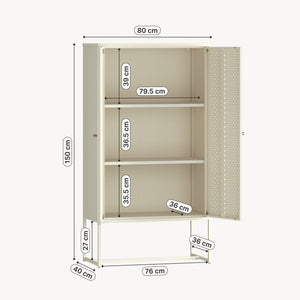 Comoda inalta cu 2 usi Viitasaari 150x80x40 cm otel crem deschis [en.casa] 