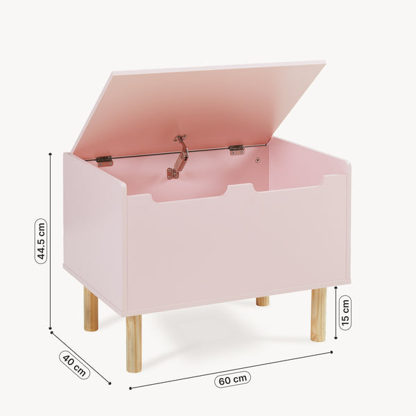 Lada roz cu capac pentru depozitarea jucariilor in camera copiilor Virer 60x40x44,5 cm roz/natur [en.casa]
