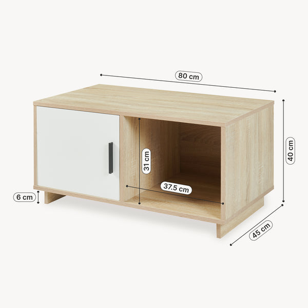 Masuta cafea bicolor Kenta 80x45x40 cm efect stejar Sonoma/alb [en.casa]