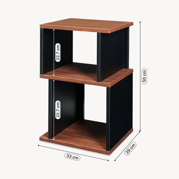 Masuta cu 2 spatii deschise depozitare Trond 50x33x29 cm negru/efect lemn nuc