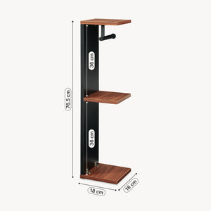 Suport de sine statator pentru hartie WC cu 3 rafturi Trond 77x18x18 cm negru/efect lemn nuc [en.casa]
