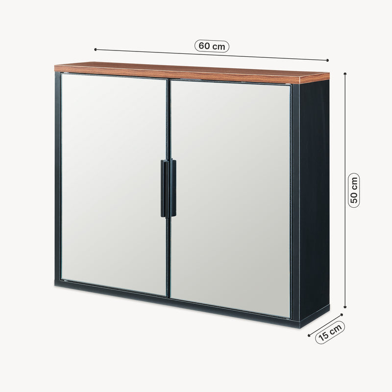 Schiță cotată Dulap perete baie cu 2 usi cu oglinda Trond 50x60x15 cm engru/efect lemn nuc [en.casa]
