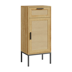 Dulap de baie Marhasa 92x40x30 cm aspect stejar/negru [en.casa]