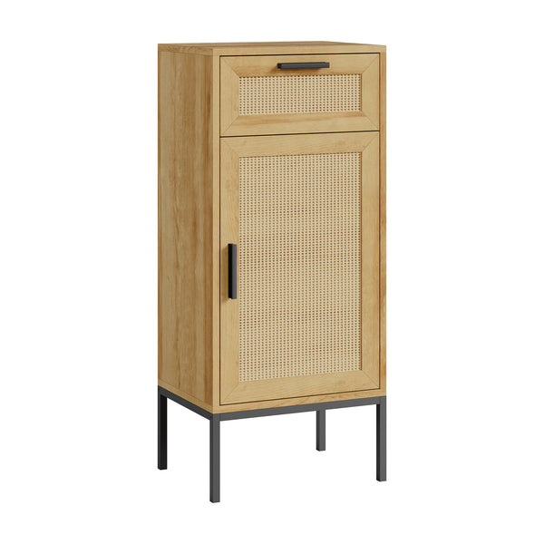 Dulap de baie Marhasa 92x40x30 cm aspect stejar/negru [en.casa]