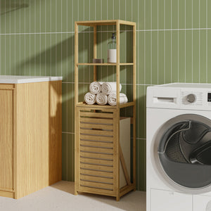 Raft baie cu cos detasabil pentru rufele murdare Anun 130x36x33 cm efect lemn/bej [en.casa]
