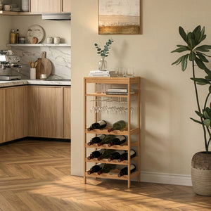 Suport sticle vin Fillby 100x47x29 cm bambus natur [en.casa]