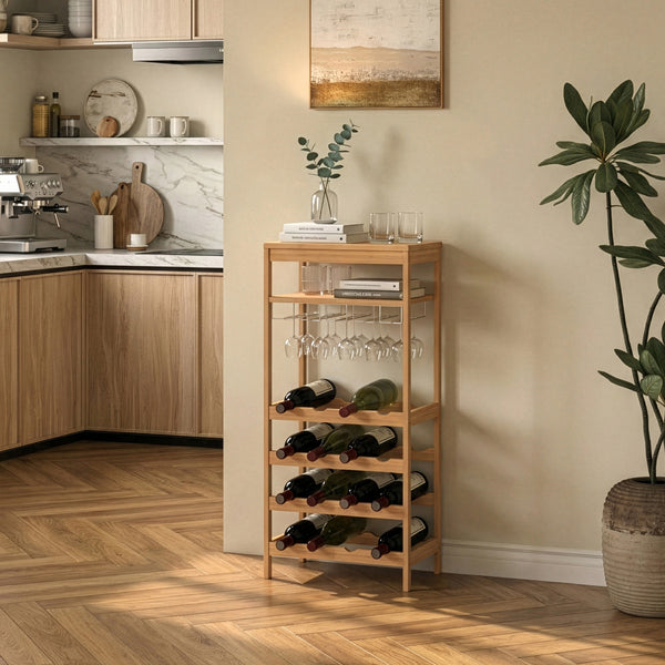 Suport sticle vin Fillby 100x47x29 cm bambus natur [en.casa]
