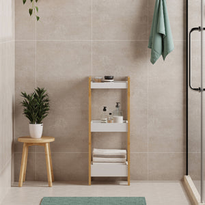 Raft baie design ingust Anun 74x28x20 cm natur/alb [en.casa]