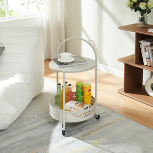 Carucior rotund pe 3 roti pt servire la masa Jässaatka 76x40 cm gri [en.casa] 