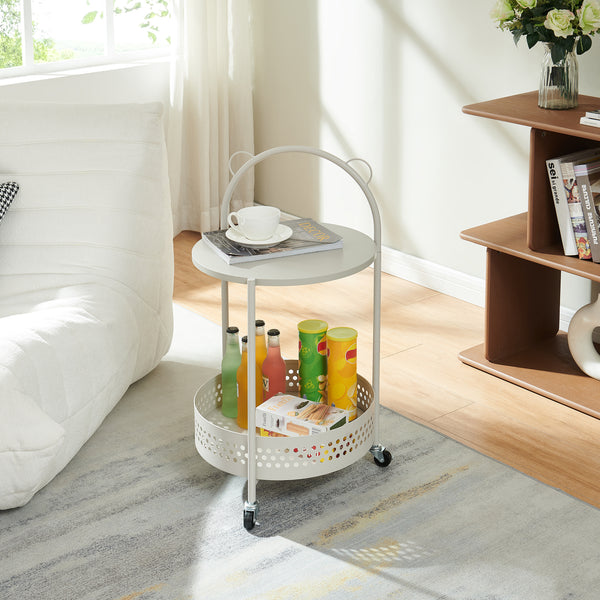 Carucior rotund pe 3 roti pt servire la masa Jässaatka 76x40 cm gri [en.casa] 