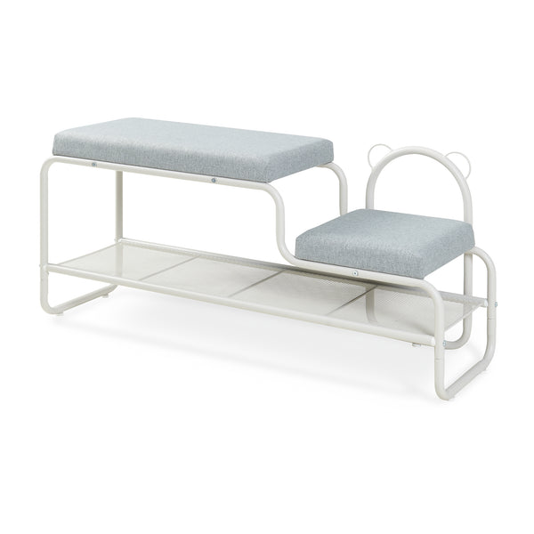 Banca pantofi cu scaun integrat pentru copii Jässaatka 100x32x45,5 cm gri [en.casa]