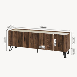 Dulap TV Trorlon 160x40x55 cm aspect nuc/Travertin [en.casa]