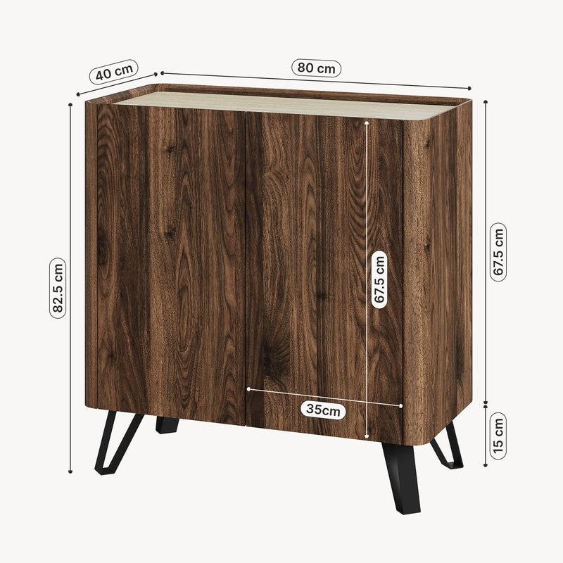 Schiță cotată Comodă Trorlon 83x80x40 cm aspect nuc/travertin [en.casa]
