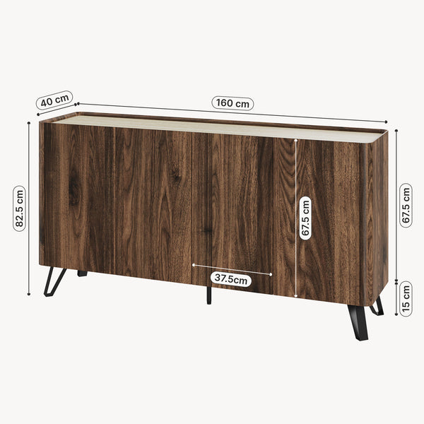 Sideboard Trorlon 160x40x83 cm aspect nuc/travertin [en.casa]