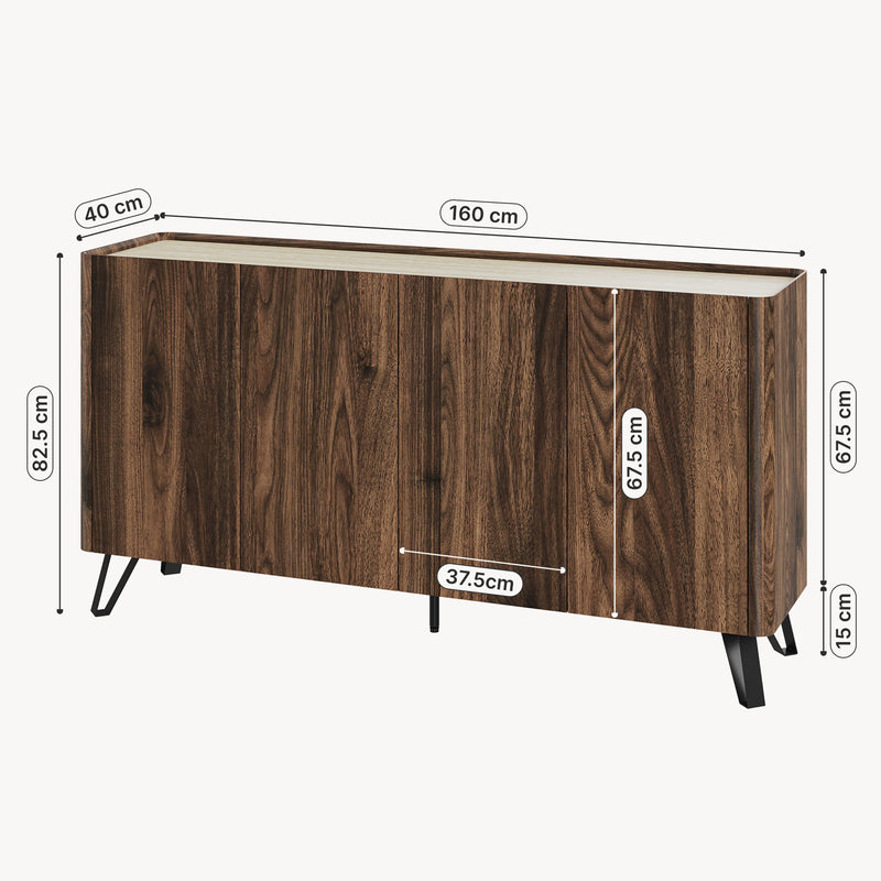 Schiță cotată Sideboard Trorlon 160x40x83 cm aspect nuc/travertin [en.casa]