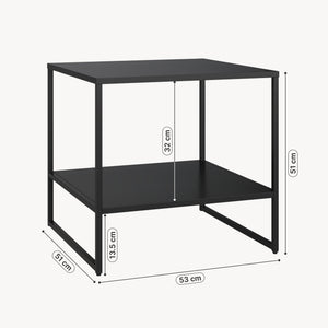 Măsuță laterală Salsnes 53x51x51 cm cu raft oțel negru [en.casa]