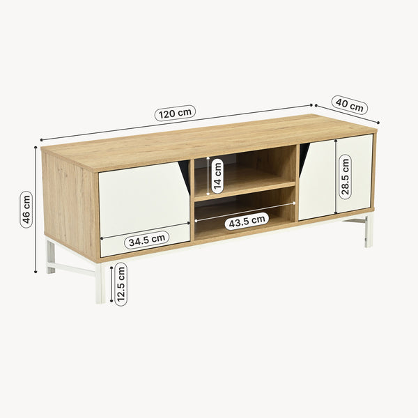 Dulap TV Kerrköndam 120x40x46 cm aspect stejar/alb [en.casa]