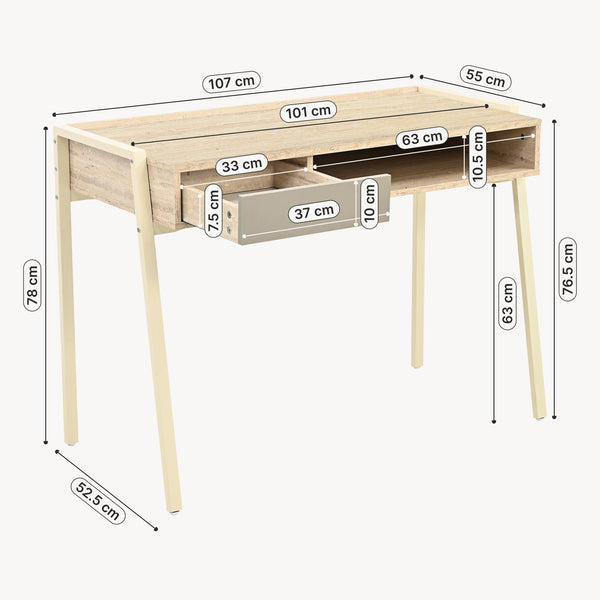 Birou Boderas 107x55x78 cm Bej/Travertin [en.casa]