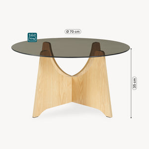 Masuta cafea sticla fumurie 70 cm rotunda Omlar [en.casa]
