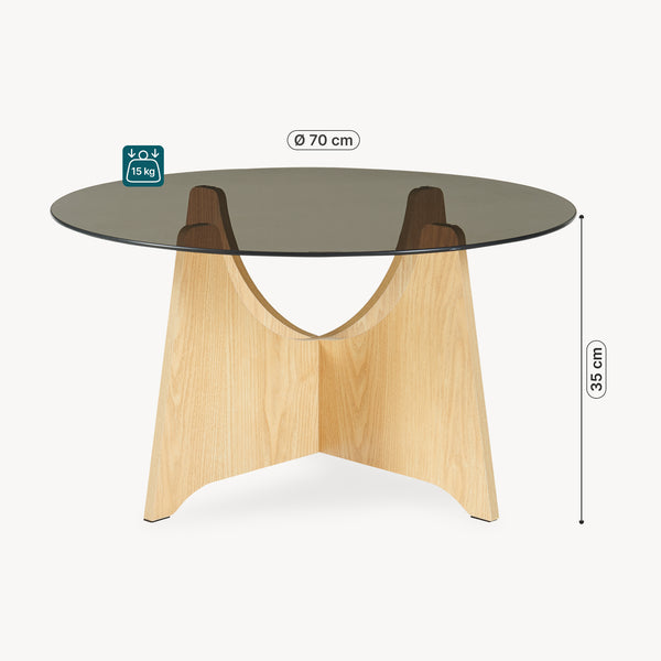Masuta cafea sticla fumurie 70 cm rotunda Omlar [en.casa]
