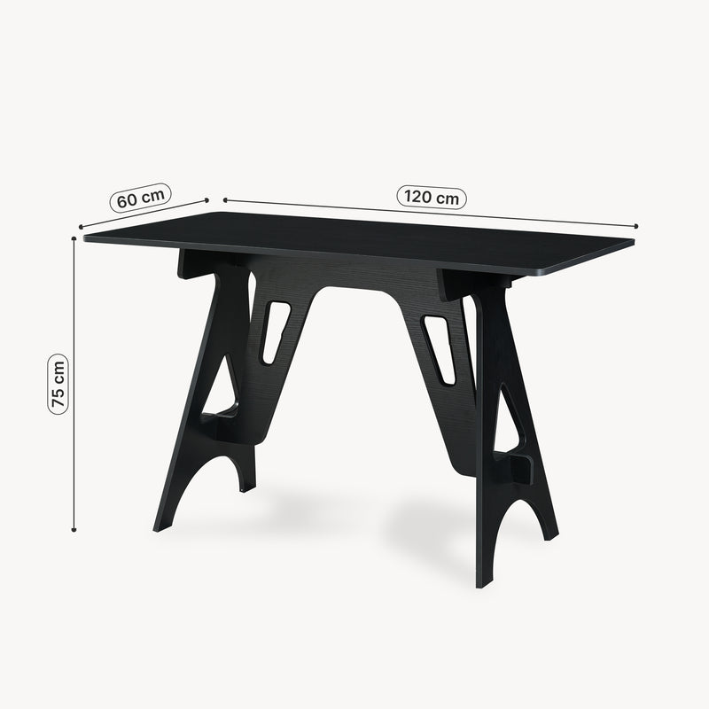Schiță cotată Birou Bostenenna 120x60x75 cm Negru cu textură de lemn [en.casa]