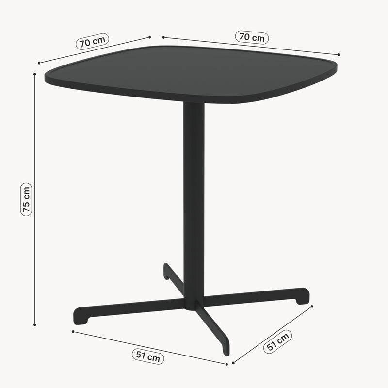Schiță cotată Masă bistro de exterior Foggia 75x70x70 cm oțel antracit [casa.pro]