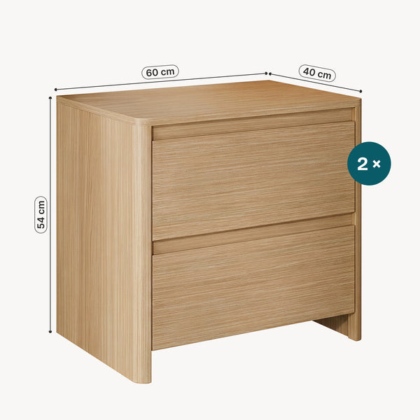 Noptiere Takranmaa set de 2 bucăți 54x60x40 cm aspect stejar [en.casa]
