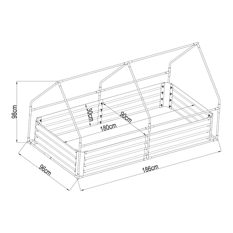 Schiță cotată Sera gradina Balsorano 186x96x98 cm [en.casa]