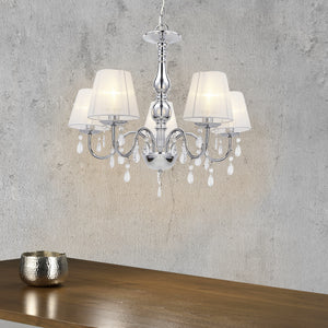 [lux.pro]® Lustra eleganta Laval – lampa de plafon cu cinci brate – 5 x E14 - crom, alb