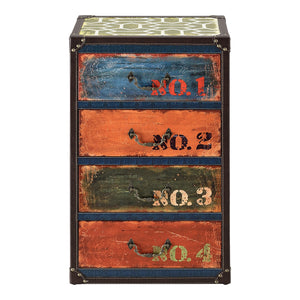 Comoda Goslar design industrial cu 4 sertare imitatie piele multicolor [en.casa]