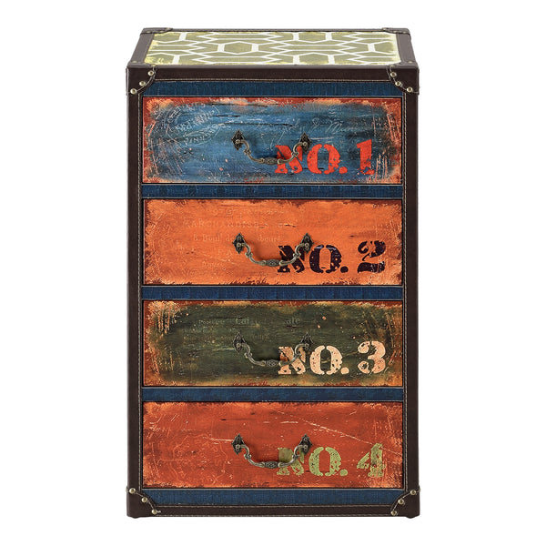 Comoda Goslar design industrial cu 4 sertare imitatie piele multicolor [en.casa]