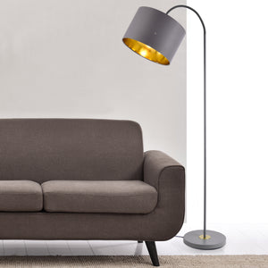 Lampadar Toledo 1 x E27 metal/textil 173 cm gri [lux.pro]
