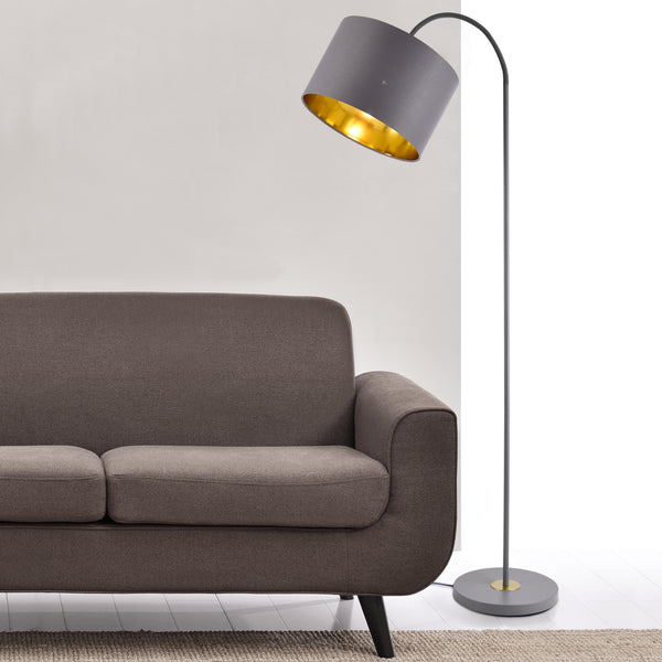 Lampadar Toledo 1 x E27 metal/textil 173 cm gri [lux.pro]
