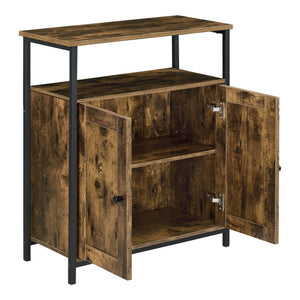 Comoda Aremark cu 2 usi 79 x 60 x 30 cm efect lemn nuanta inchisa [en.casa]