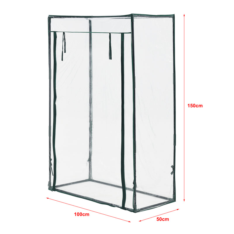 Schiță cotată Sera gradina Terzigno 100 x 50 x 150 cm folie-PVC [en.casa]