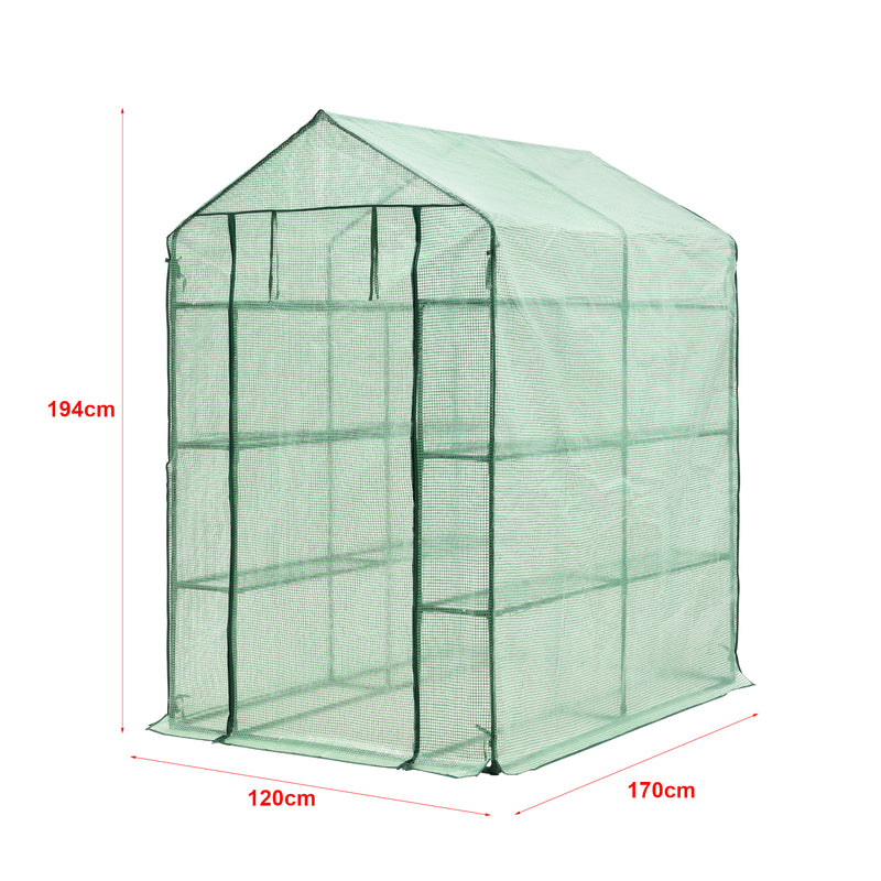 Schiță cotată Solar gradina Vale 120 x 170 x 194 cm folie PE verde [en.casa]