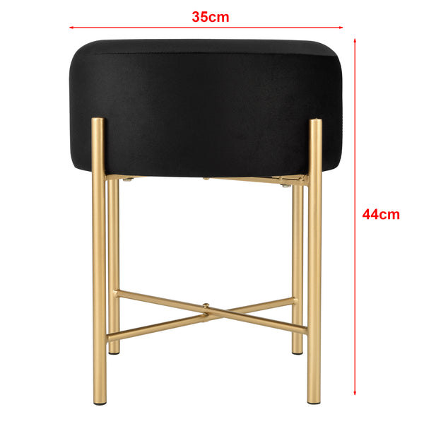 Taburet Kungalv 44 x 35 cm metal/bumbac negru/galben aramiu [en.casa]
