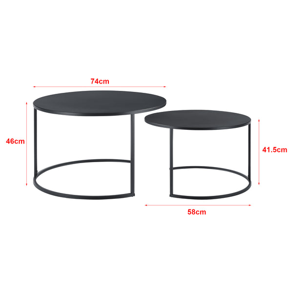 Masuta cafea Korenica New set 2 bucati metal negru [en.casa]