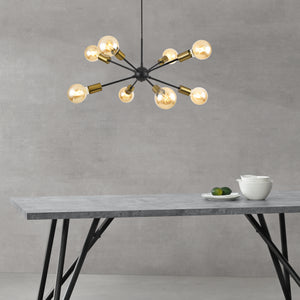 Lustra cu 8 brate Amiens 8 x E27 max. 60W metal 150 cm negru / galben aramiu [lux.pro]